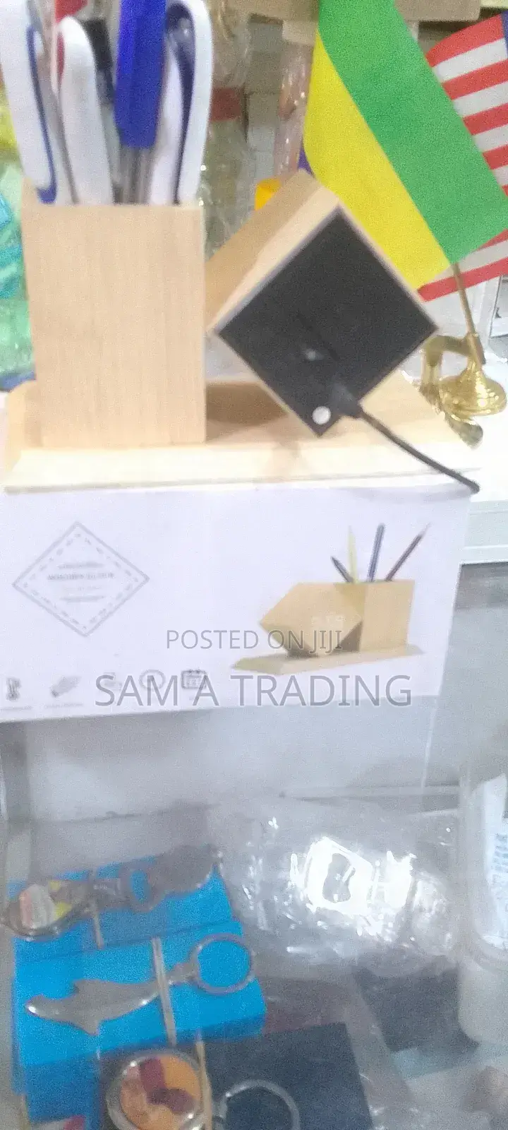 Wooden Clock and Pen Holder
