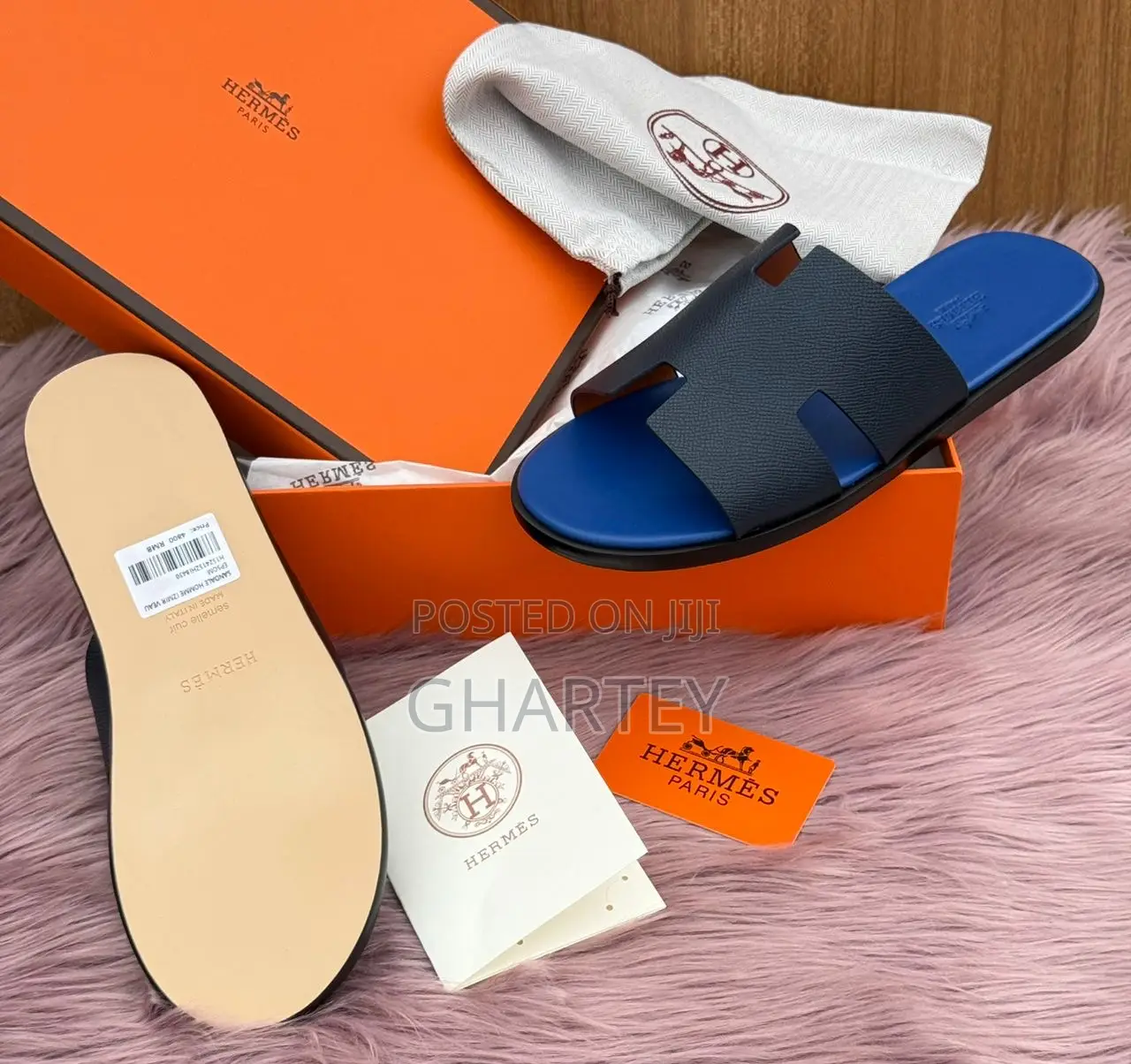 Two Shade Hermes High Quality Leather Slippers