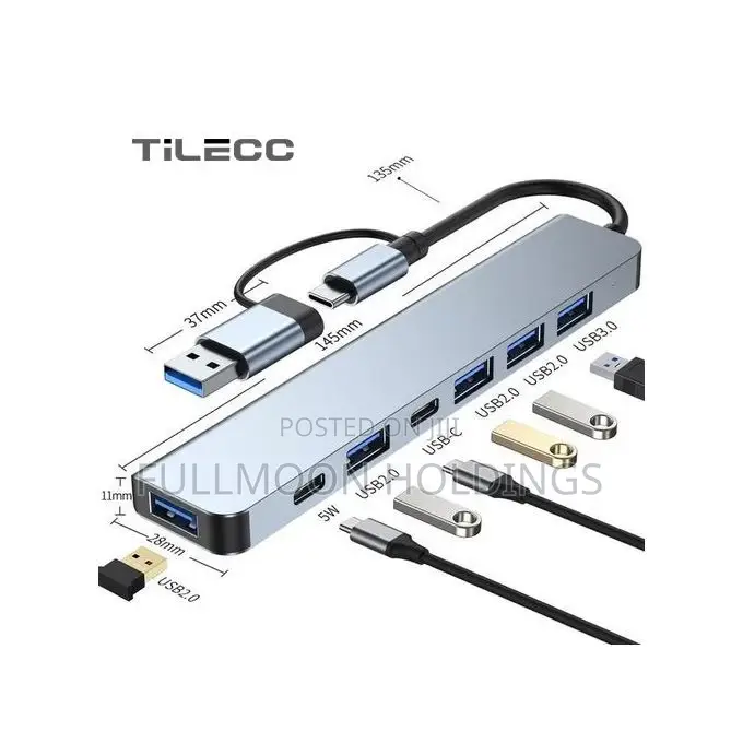 7in1 Multi Ports Usb Type C Hub Splitter Adapter Expansion