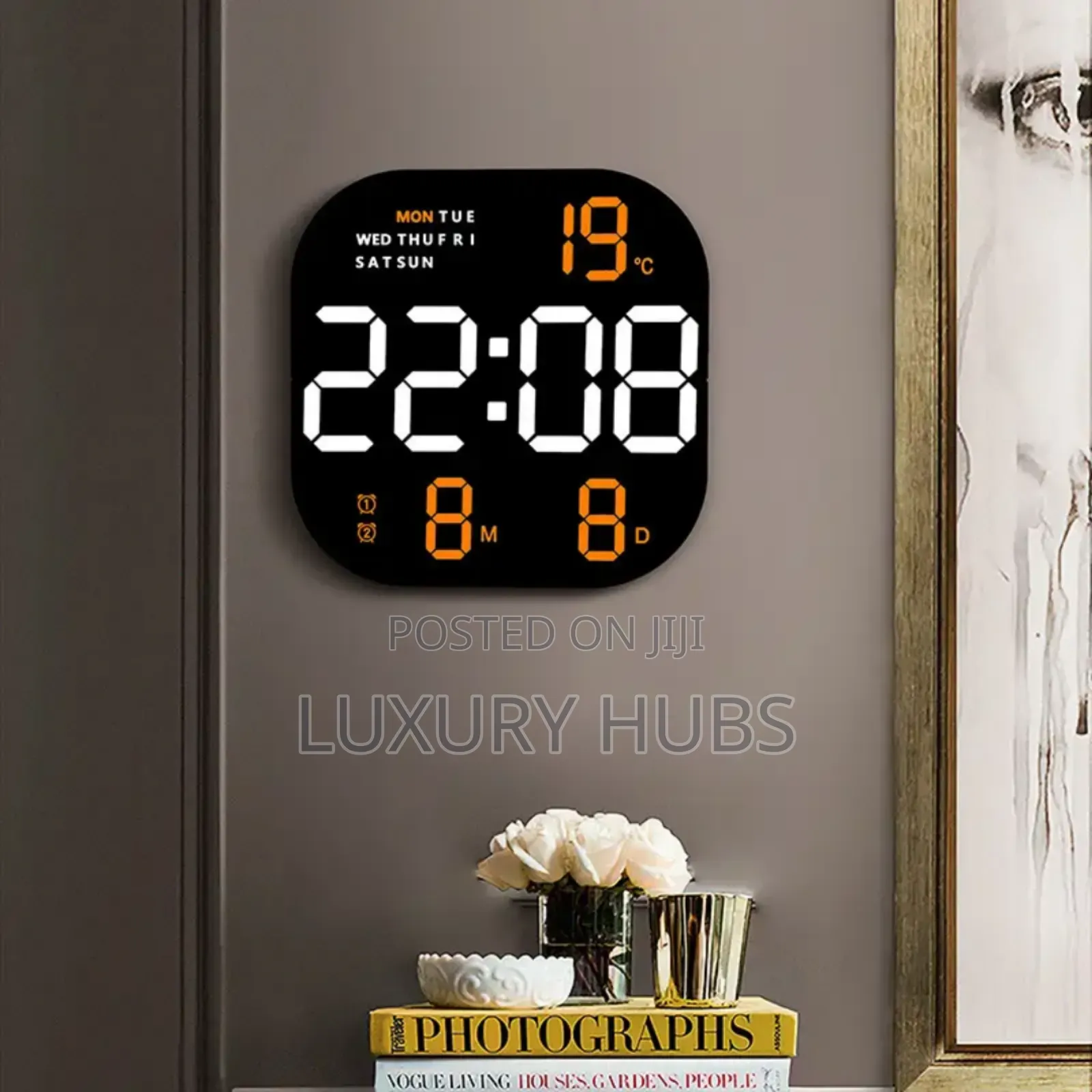 Multi Colored Digital Alarm Wall Clock