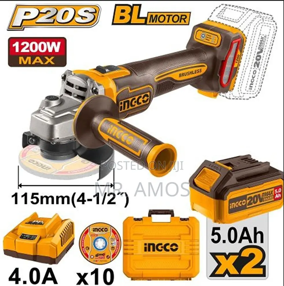 1200w Bl Cordless Angle Grinder +10pcs Cutting Disc - Cagli