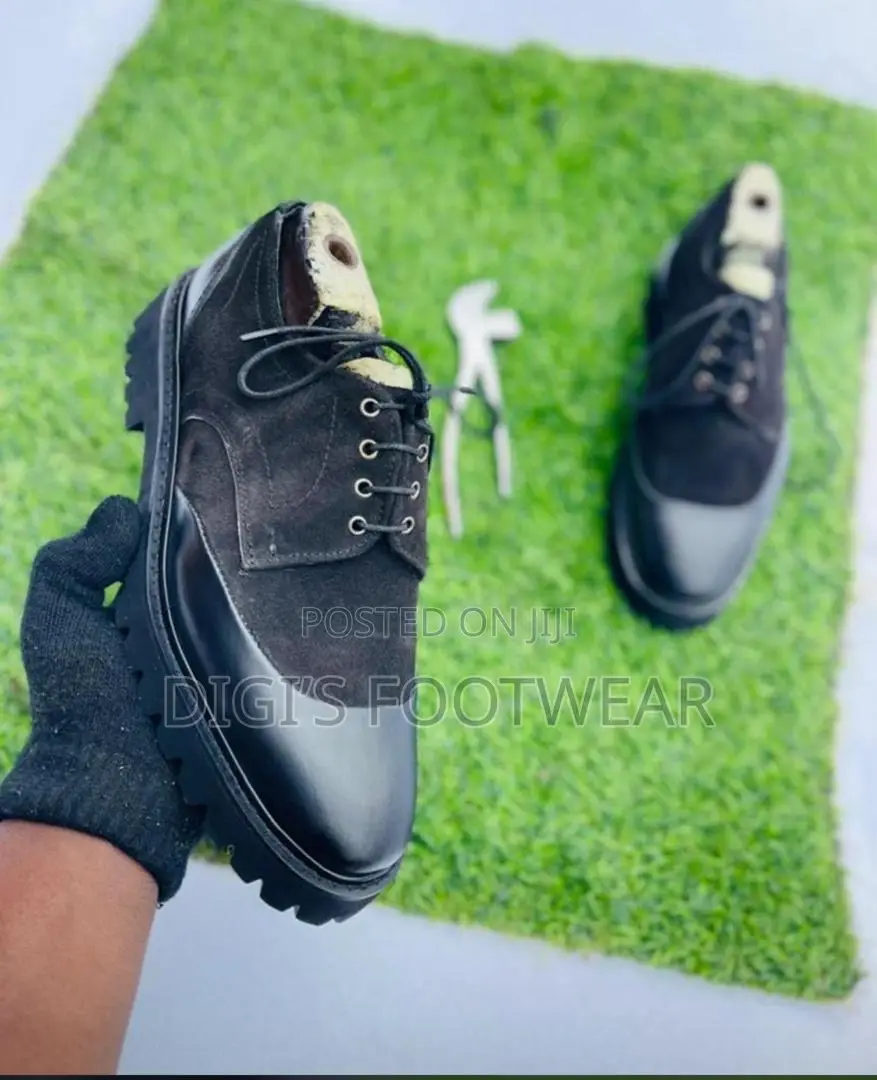Executive Black Leather and Suede Combo Shoe