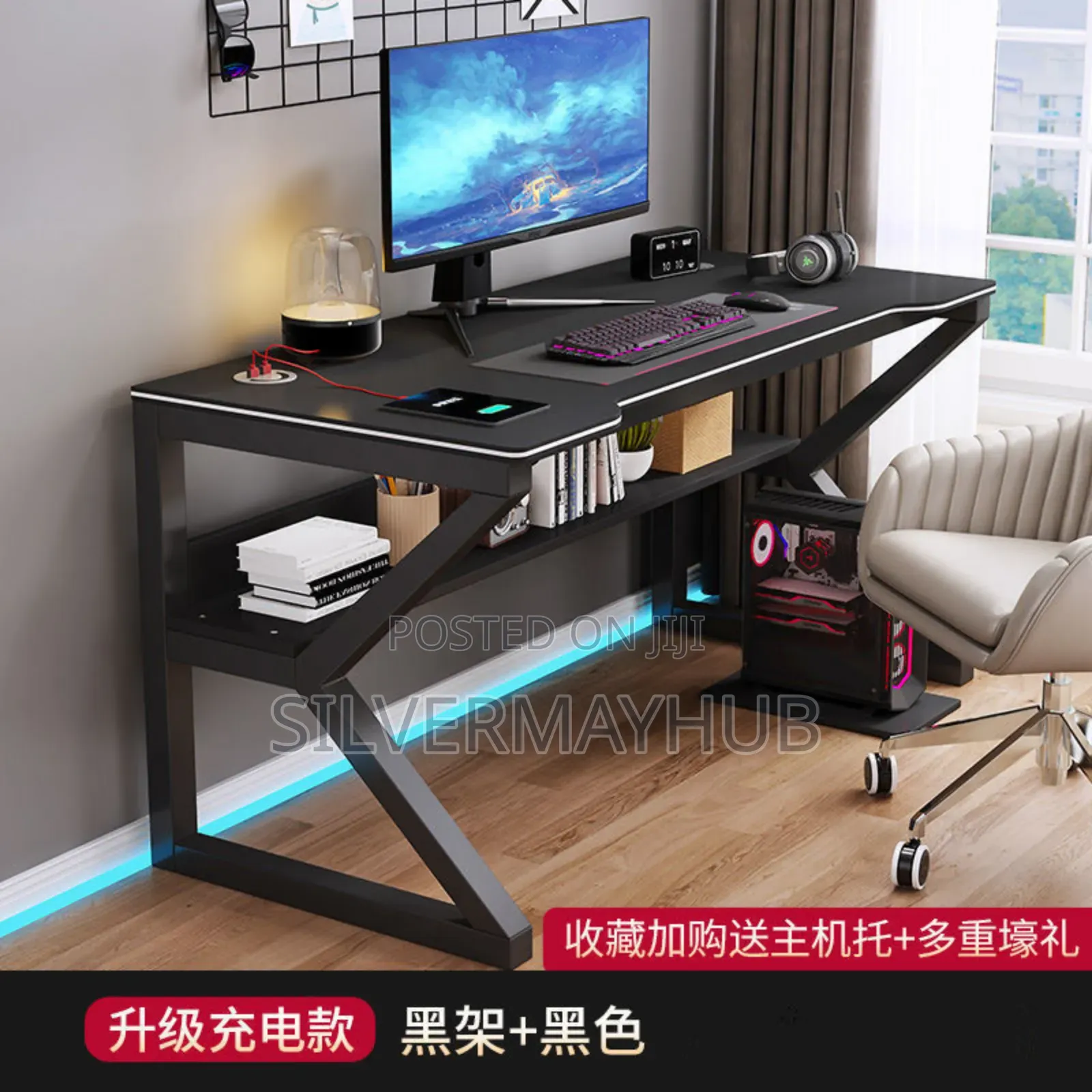 Luxury Gaming | Office | Studio Desk With Bookshelf/Keyboard