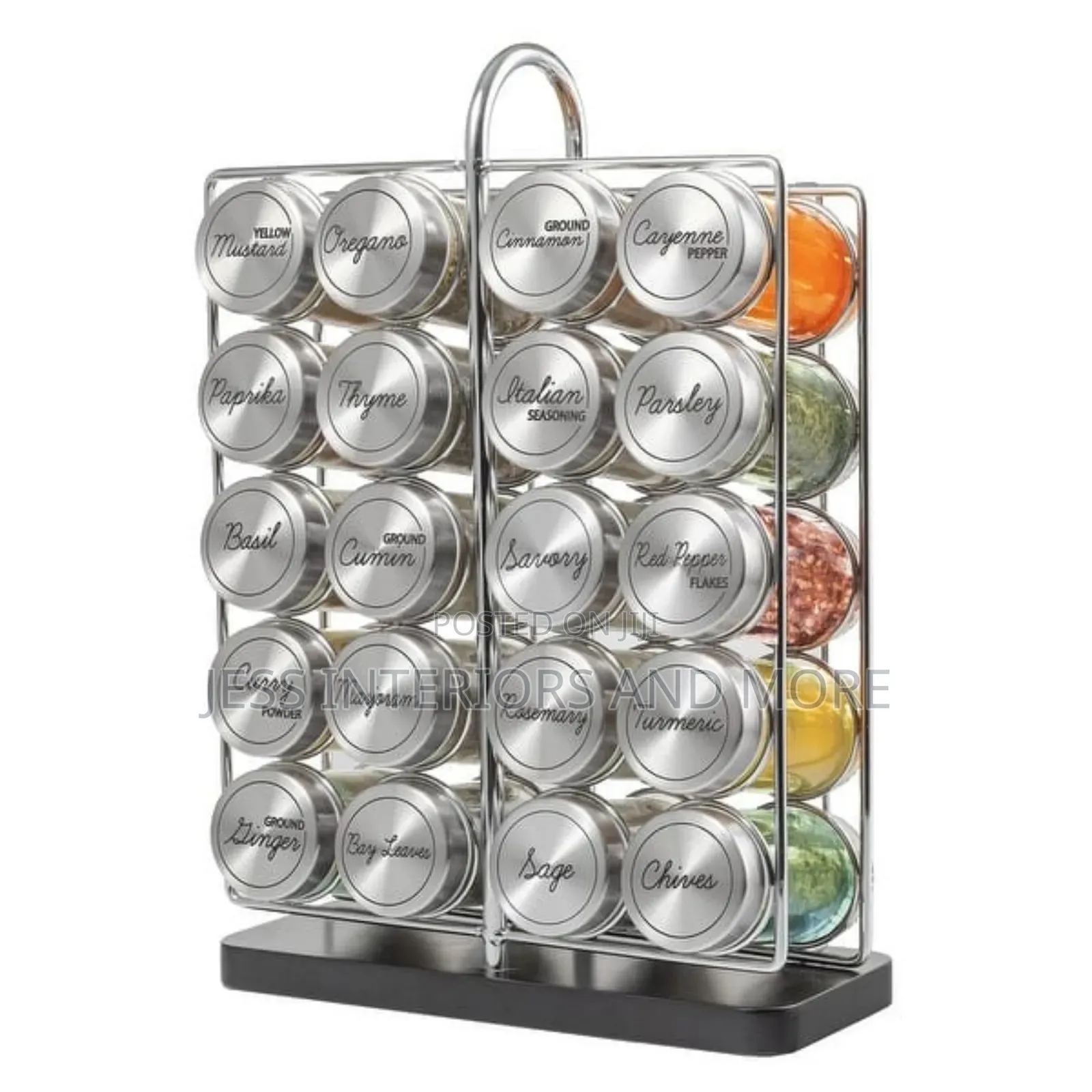 Spice Rack Stainless Steel Filled With Spices-20 Jar