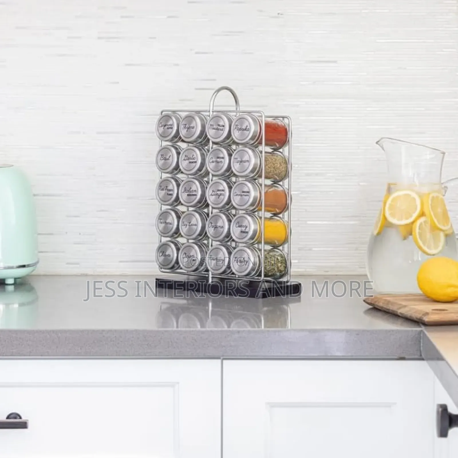 Spice Rack Stainless Steel Filled With Spices-20 Jar