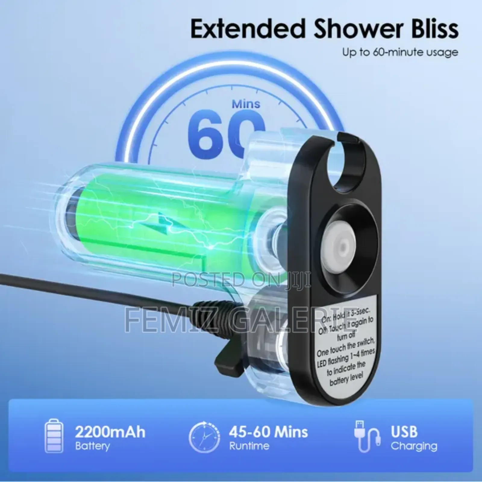 Oraimo Aquaflex Portable Rechargeable Shower Pump