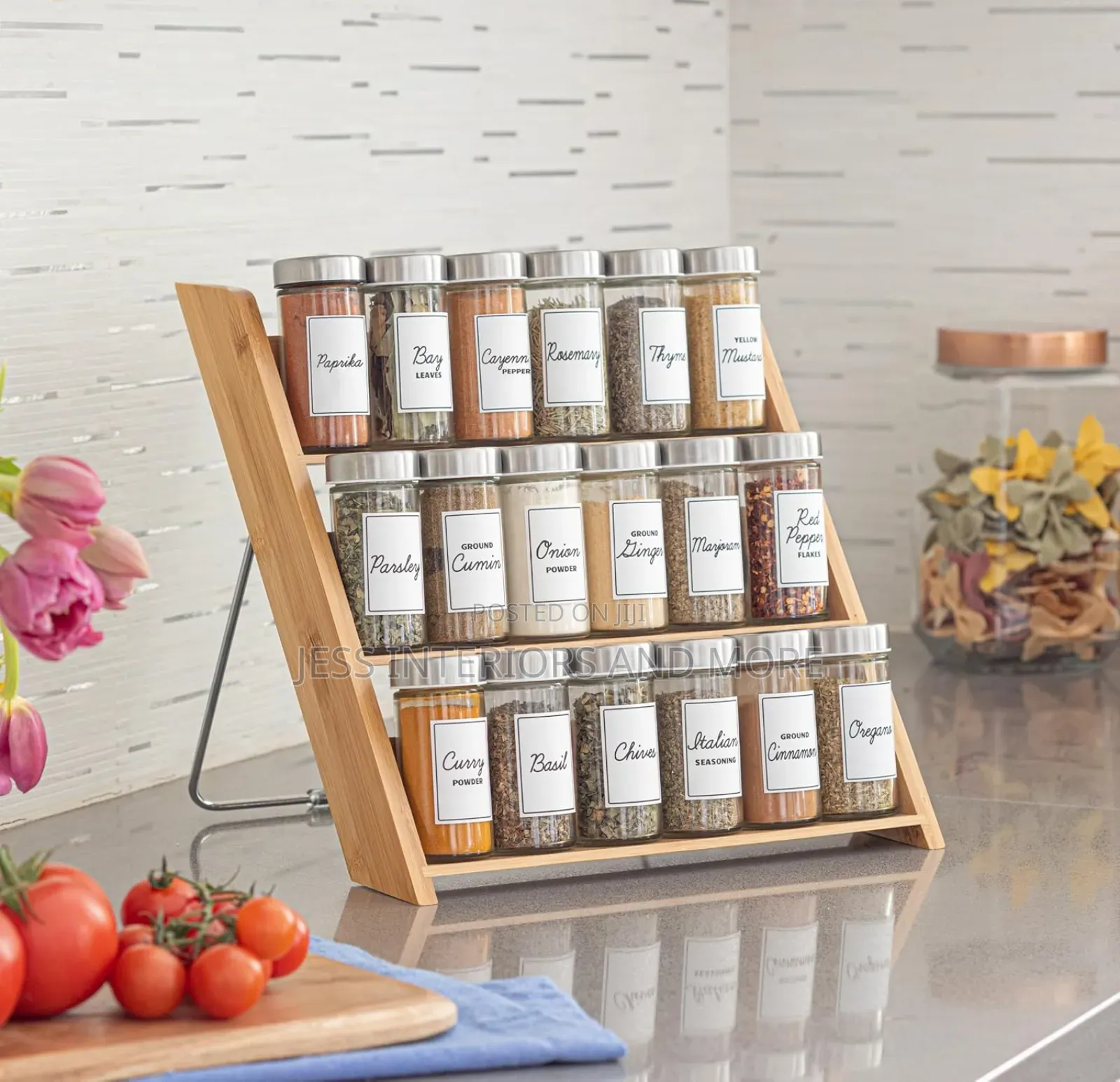 18 Jar Counter Top Spice Organiser Filled With Spice