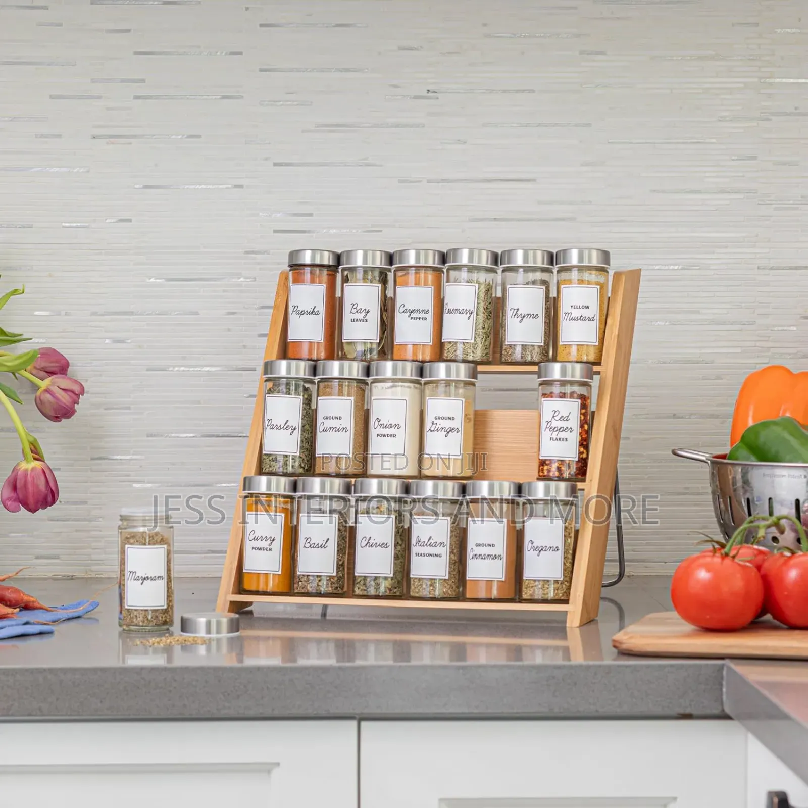 18 Jar Counter Top Spice Organiser Filled With Spice