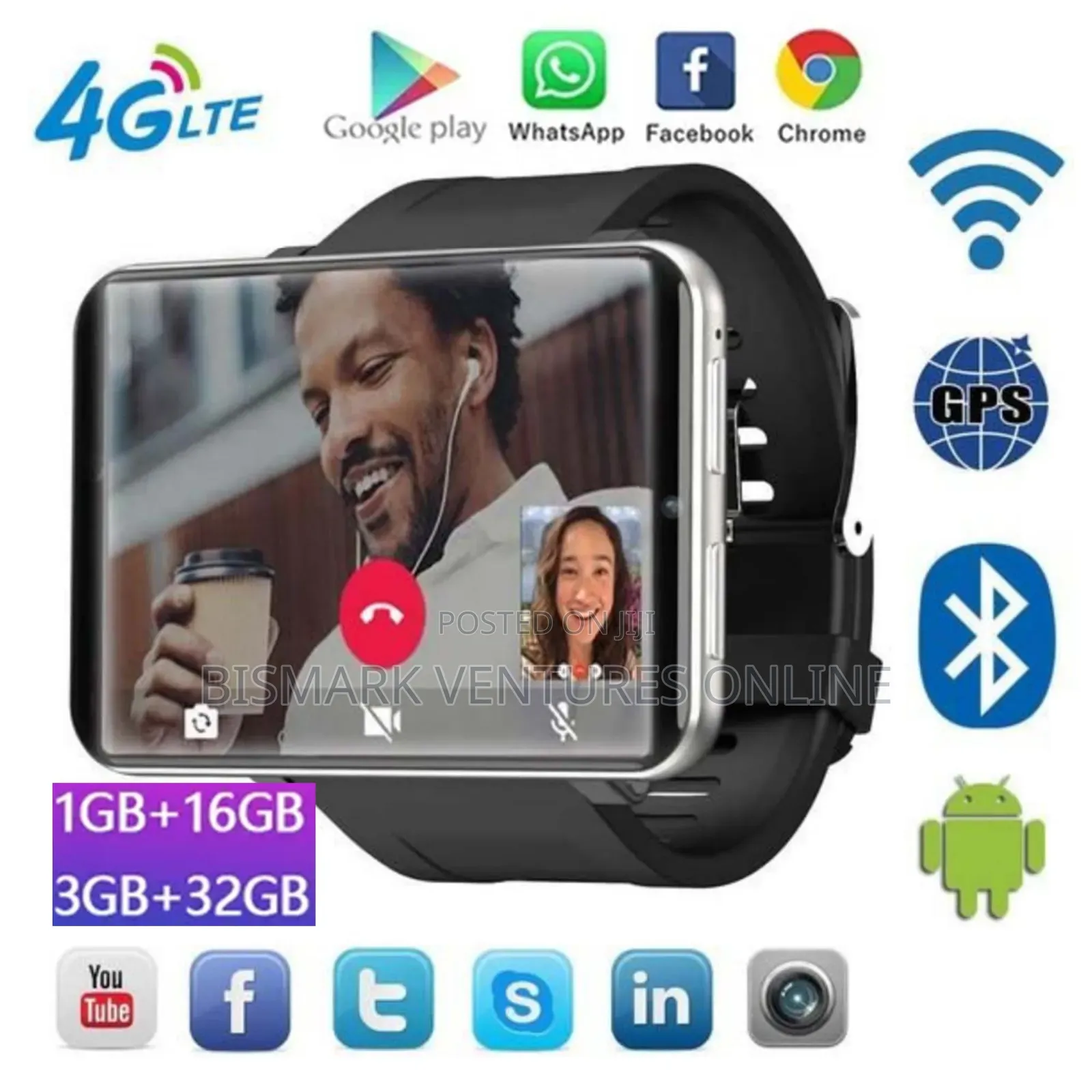 Dm100 4g Sim Card Watch 5mp Camera Ip67 Waterproof
