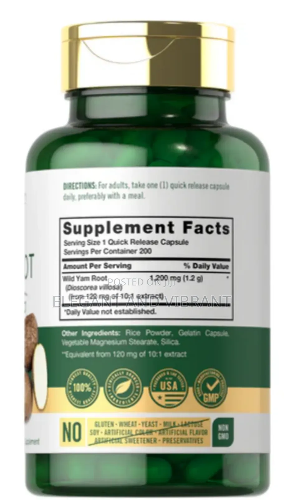 Wild Yam Root 1200mg | 200 Capsules