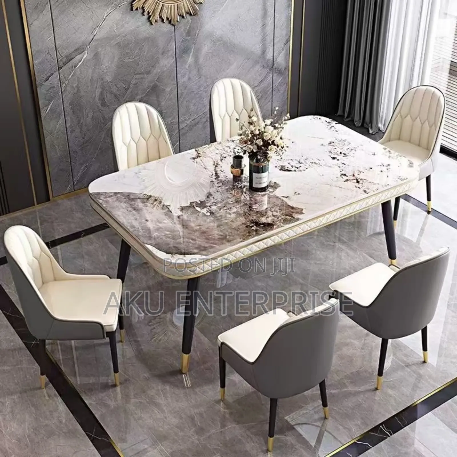 Marble Luxury Dinning Table With 6 Chairs