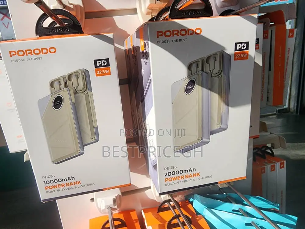 Porodo 10000mah Power Bank Built-in Type-C Lightning