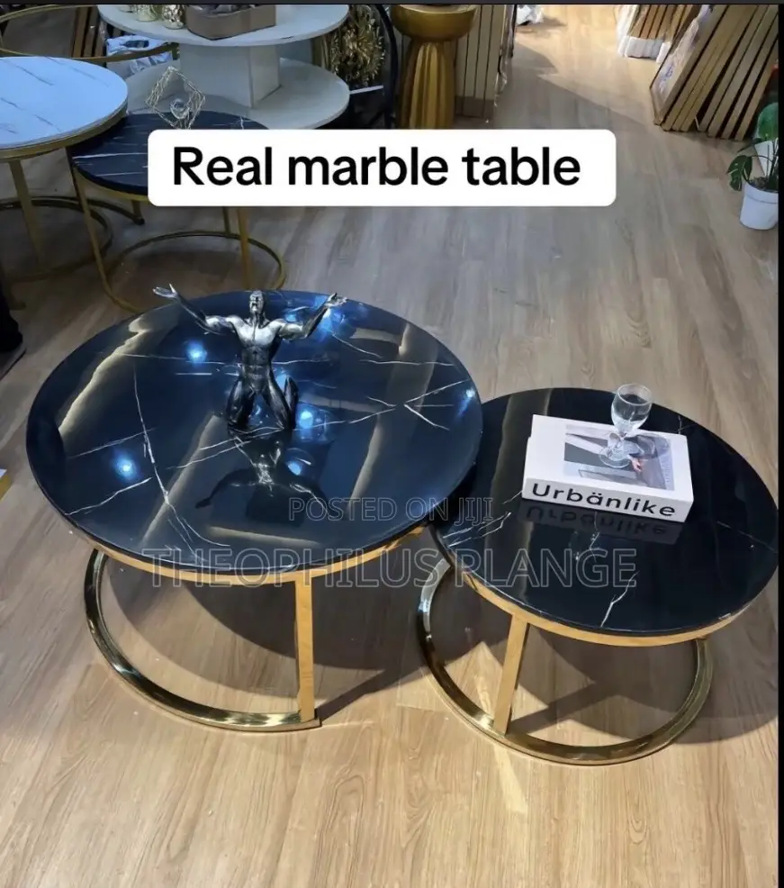 Gold and Black Mable Center Table 2 in 1