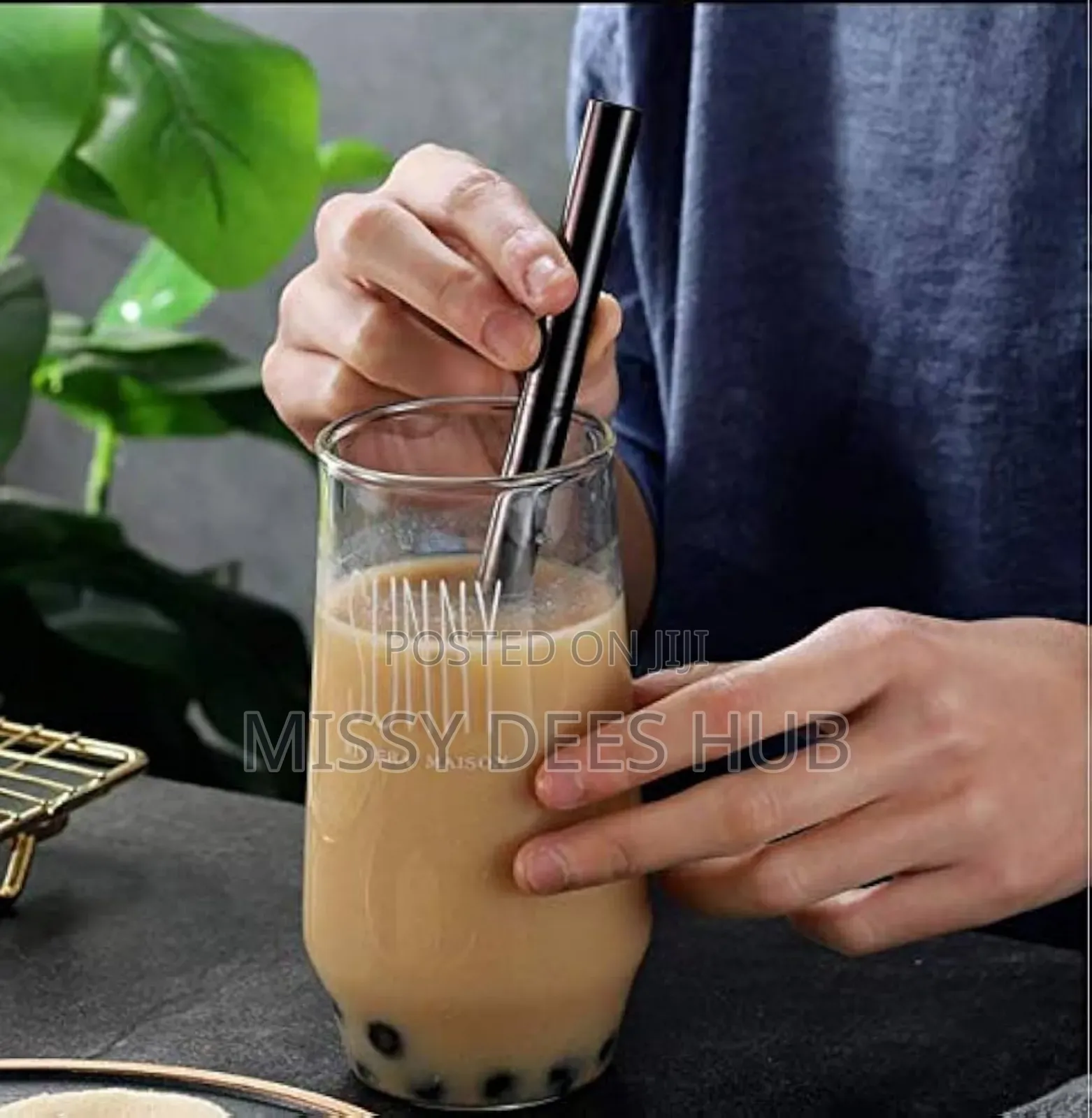 Sunny Glass Bottle /Cup With Bamboo Lid and Glass Straw