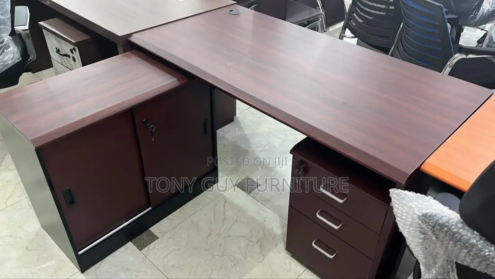 Brown L Shaped Desk