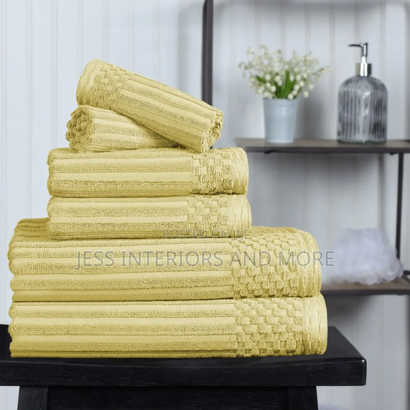 Ribbed Cotton 6-Piece Towel Set
(Yellow)