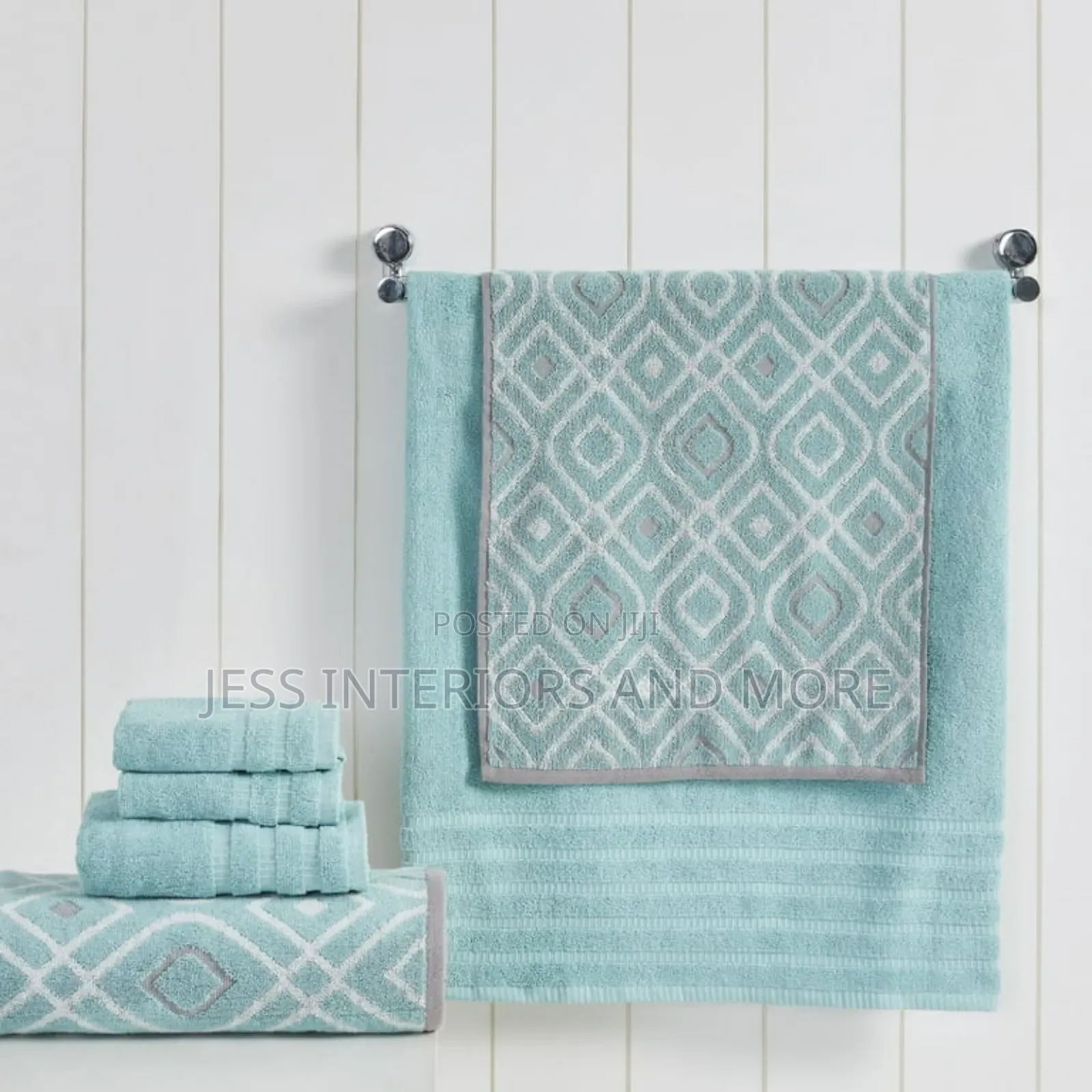 Oxford 6-Piece Cotton Bath Towel Set, Aqua
