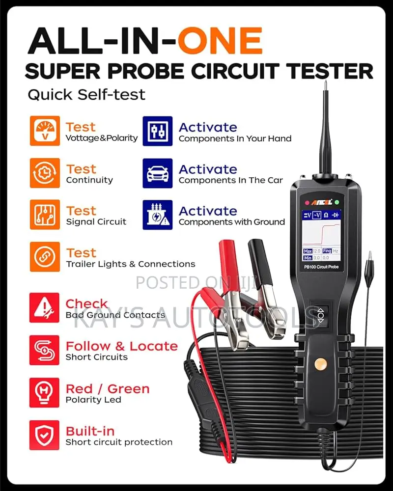 Ancel Pb100 Car Power Circuit Probe Tester, 12v 24v