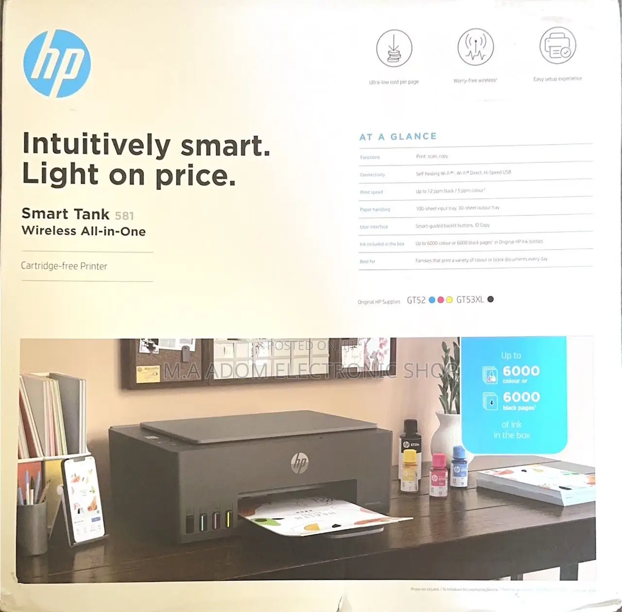 Hp Color Black/White 581 Smart Tank Printer