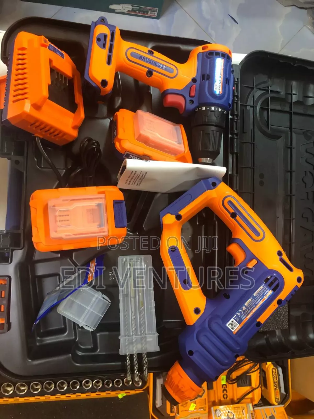 Wadfow Cordless 20v Drill Rotary Hammer 16mm+ 2 Battery