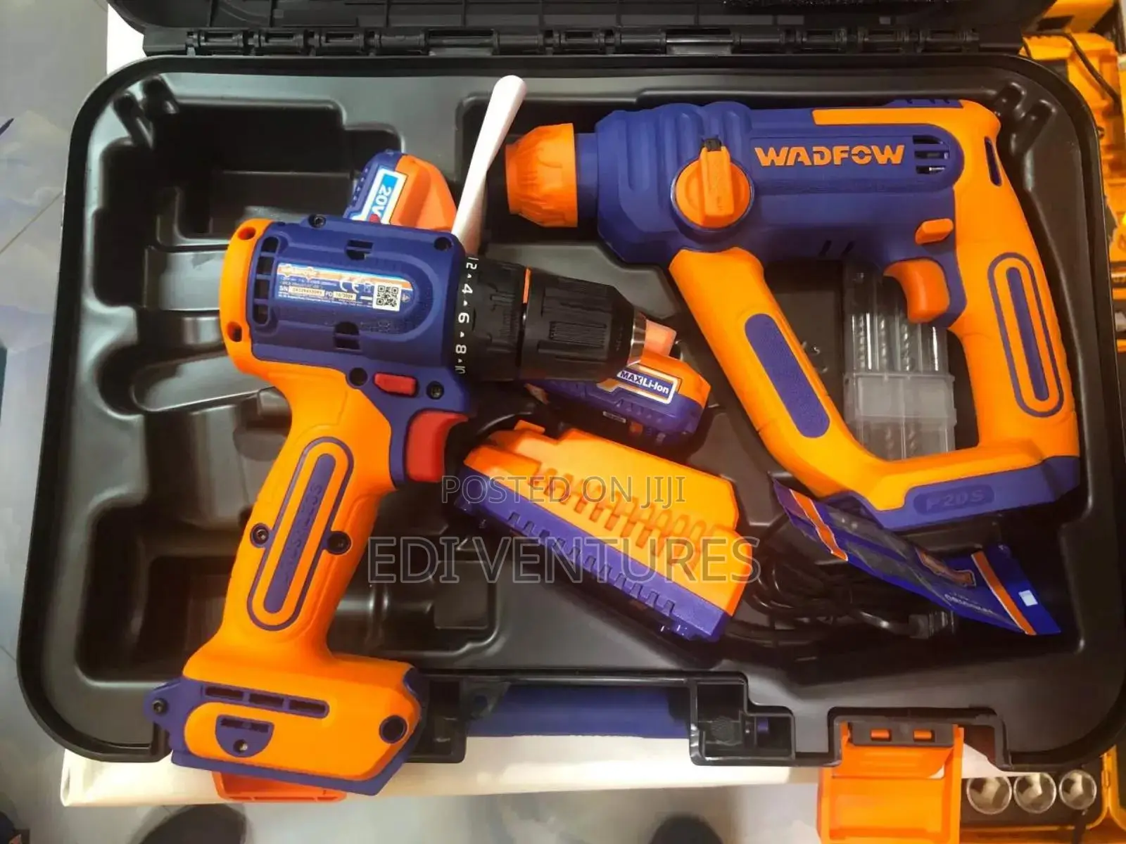 Wadfow Cordless 20v Drill Rotary Hammer 16mm+ 2 Battery