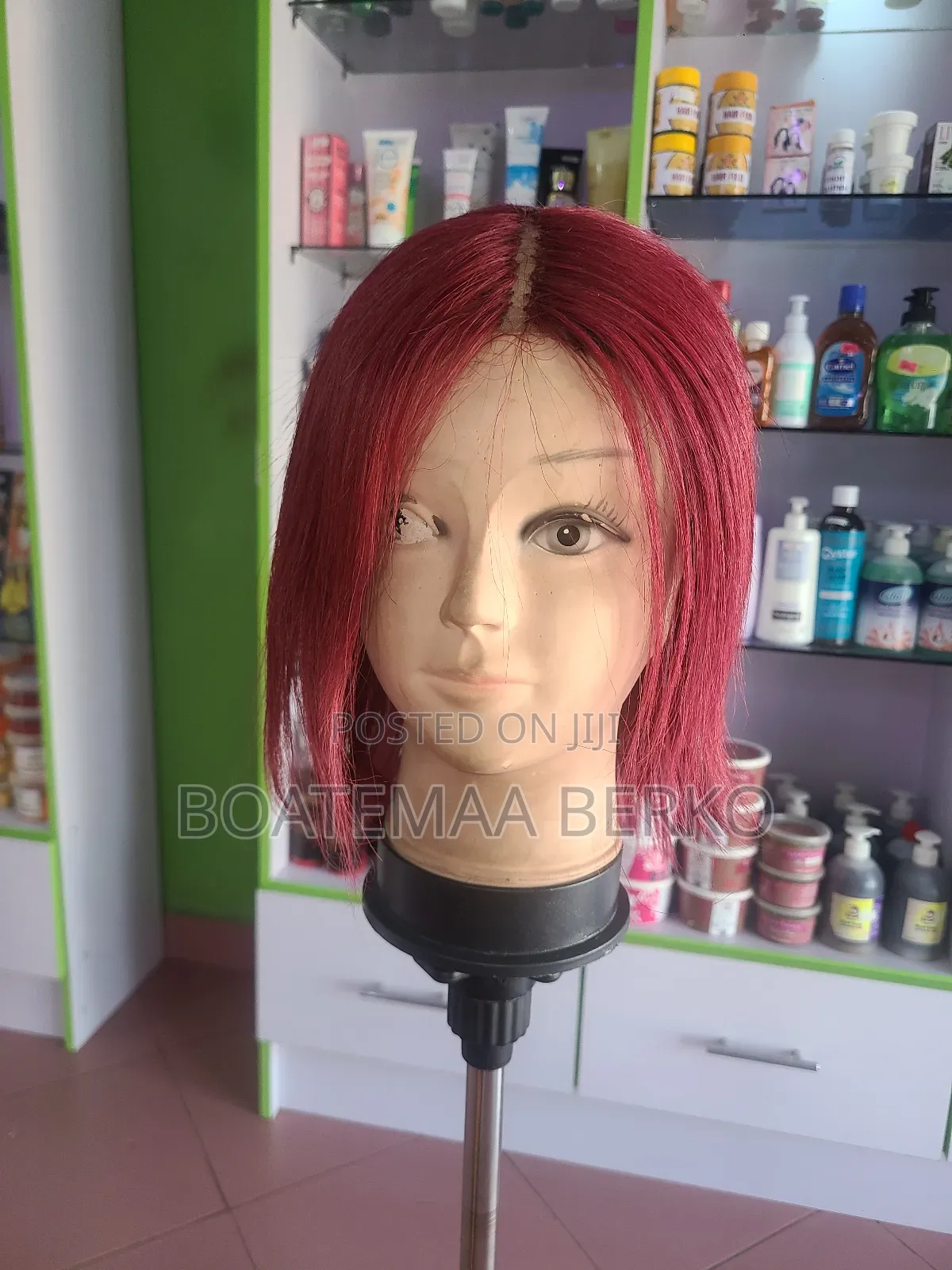 Short Wine Color Wig Cap