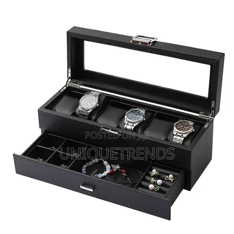 6 Slots Watchcase With Jewelry Drawer