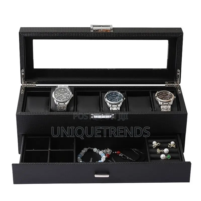 6 Slots Watchcase With Jewelry Drawer