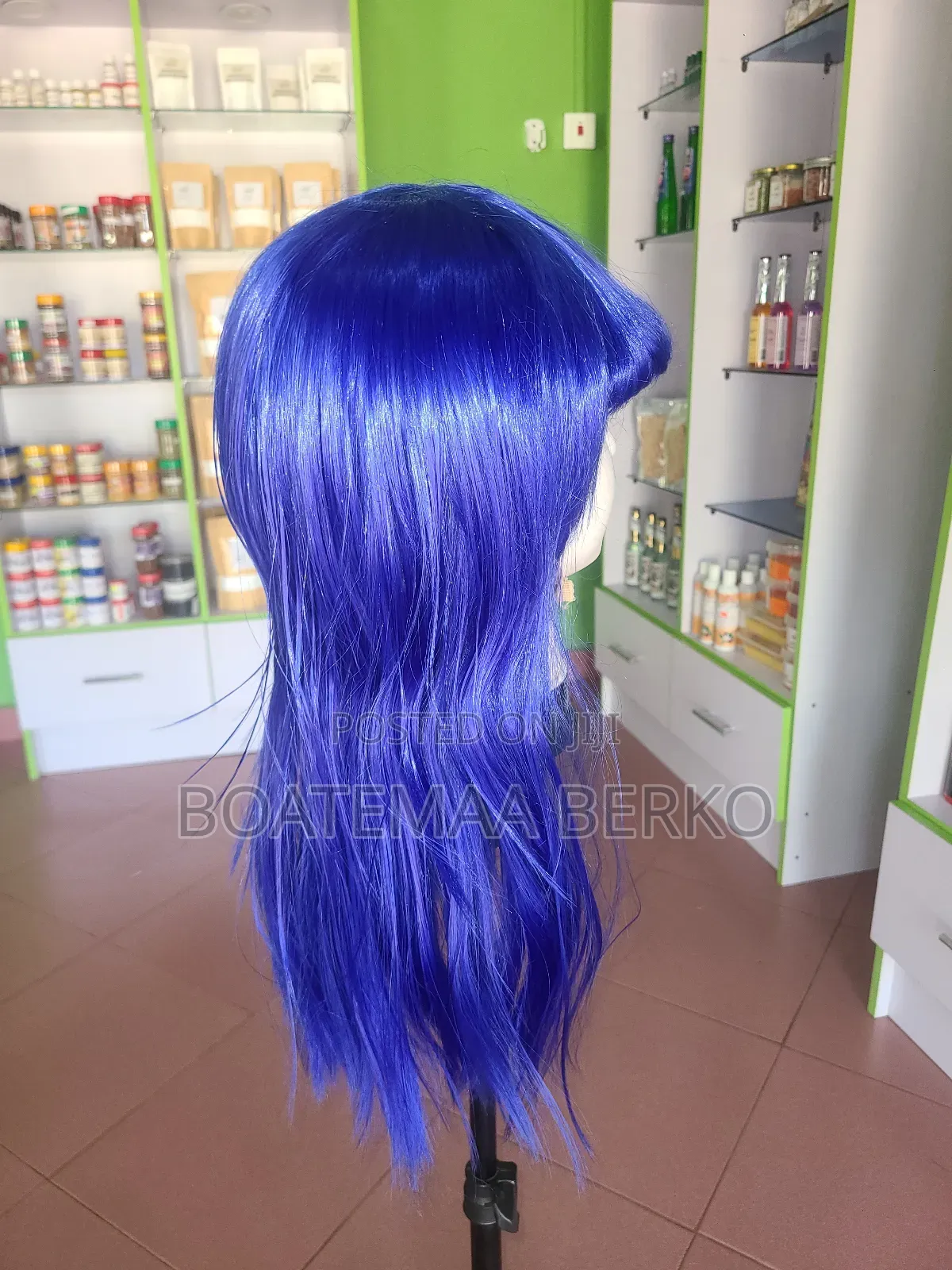 Blue Straight French Cut Wig