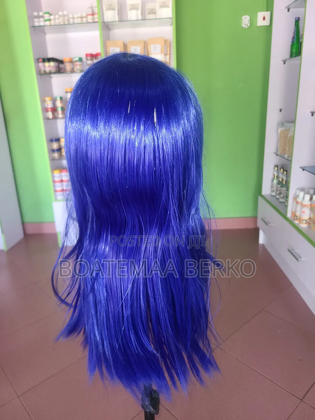 Blue Straight French Cut Wig