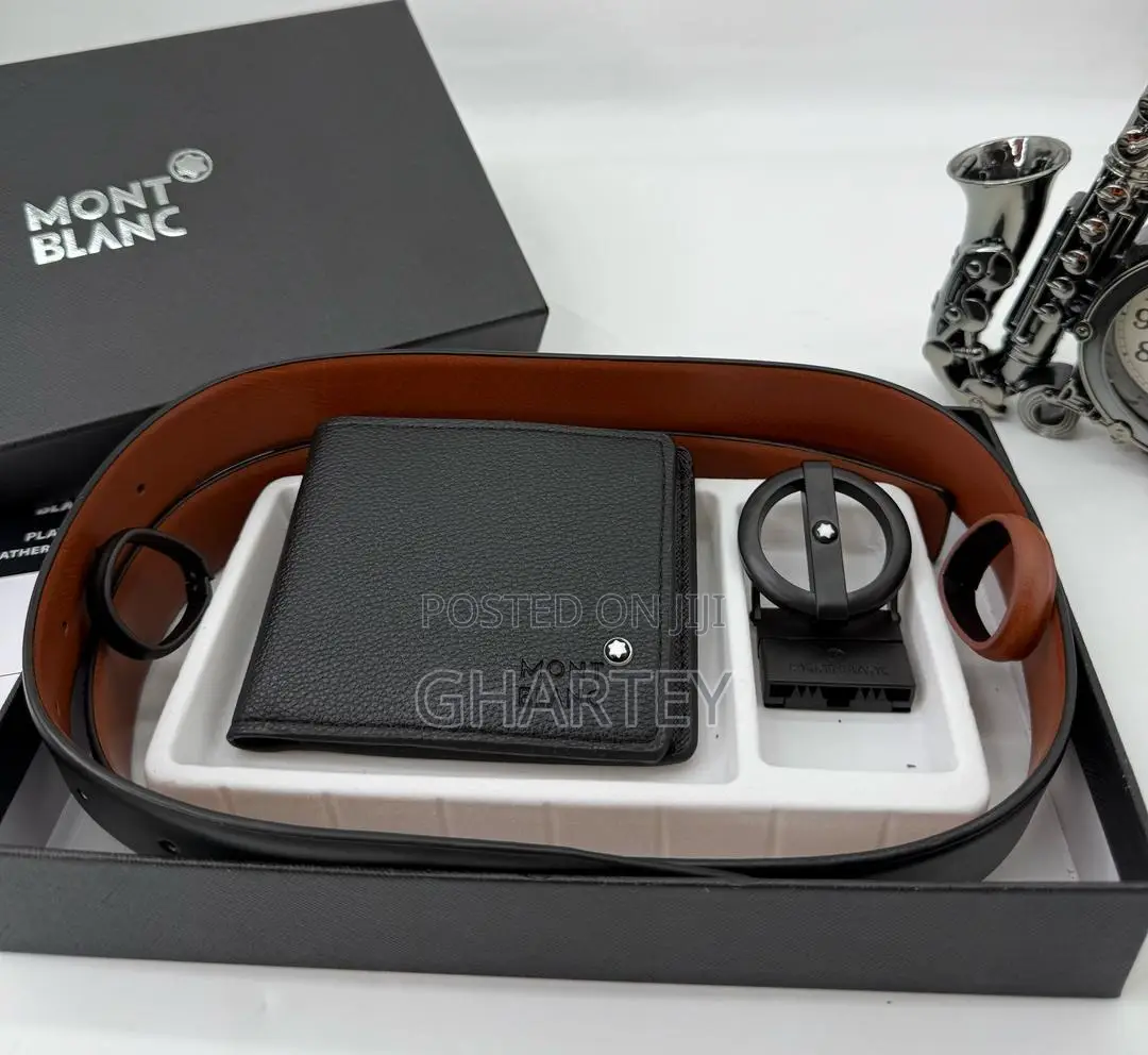 Mont Blanc Leather Belt and Wallet Combo