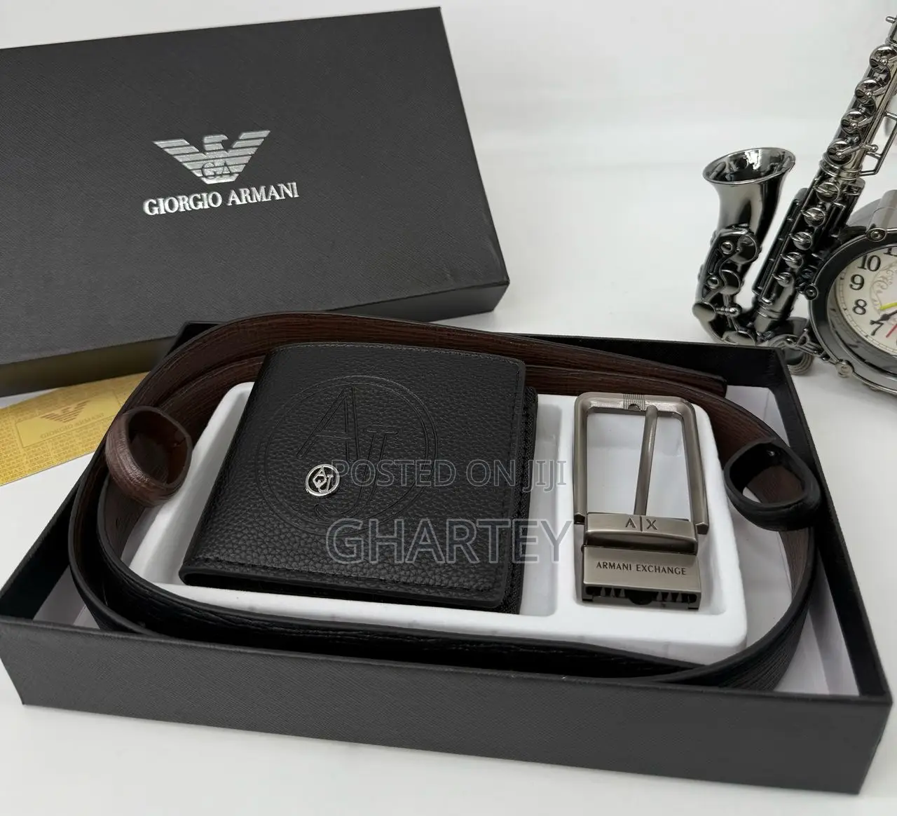 Aix From Giorgio Armani Wallet Belt Combo Set