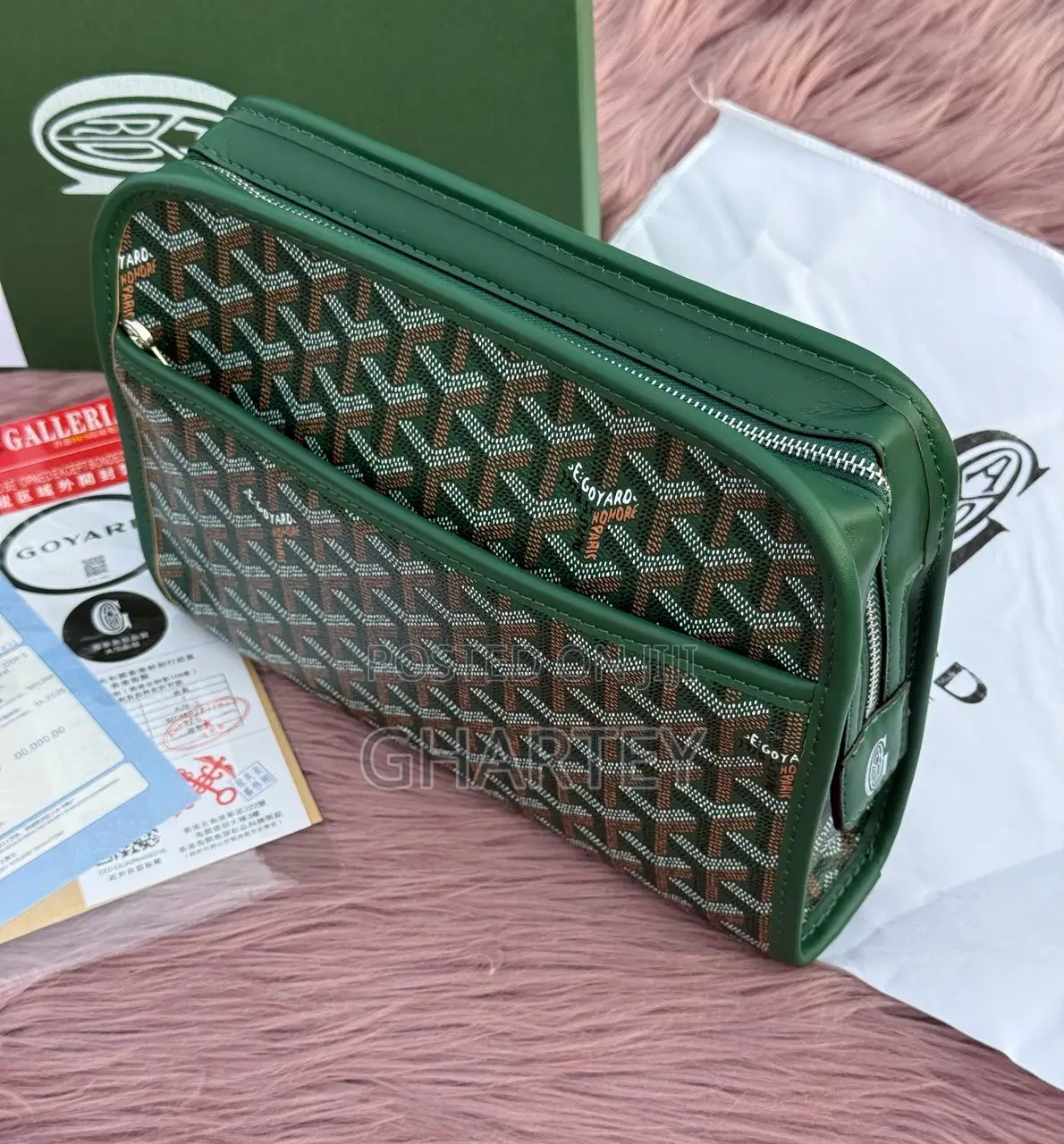 Green Goyard Luxury Hand Bag or Pouch