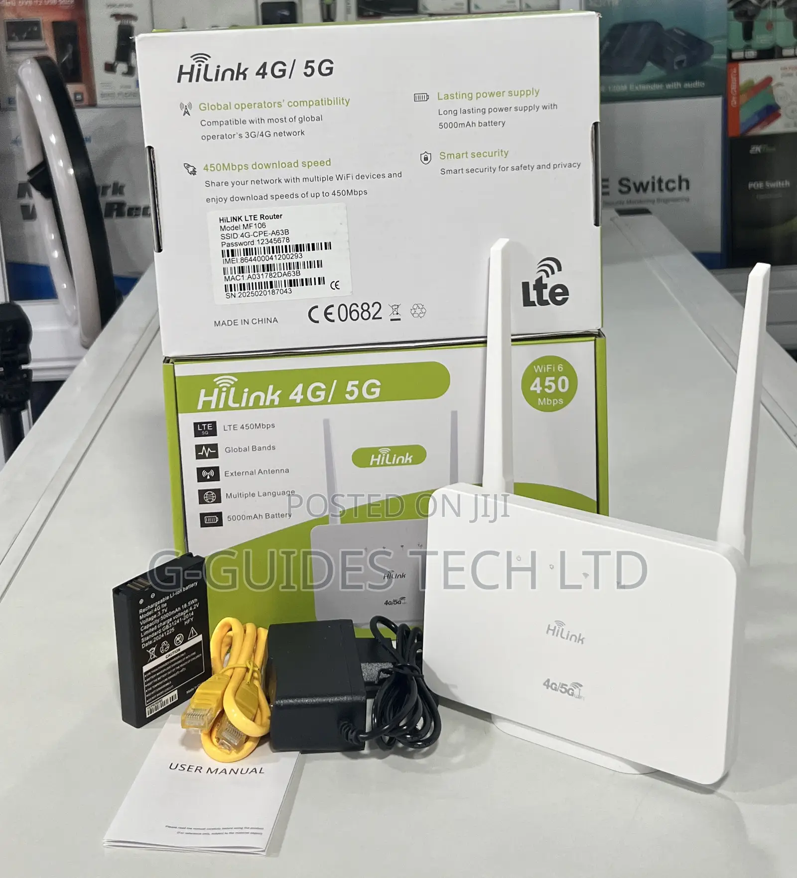 Hilink 4g/5g Router Wifi 6 450mbps With Battery (Mf106)