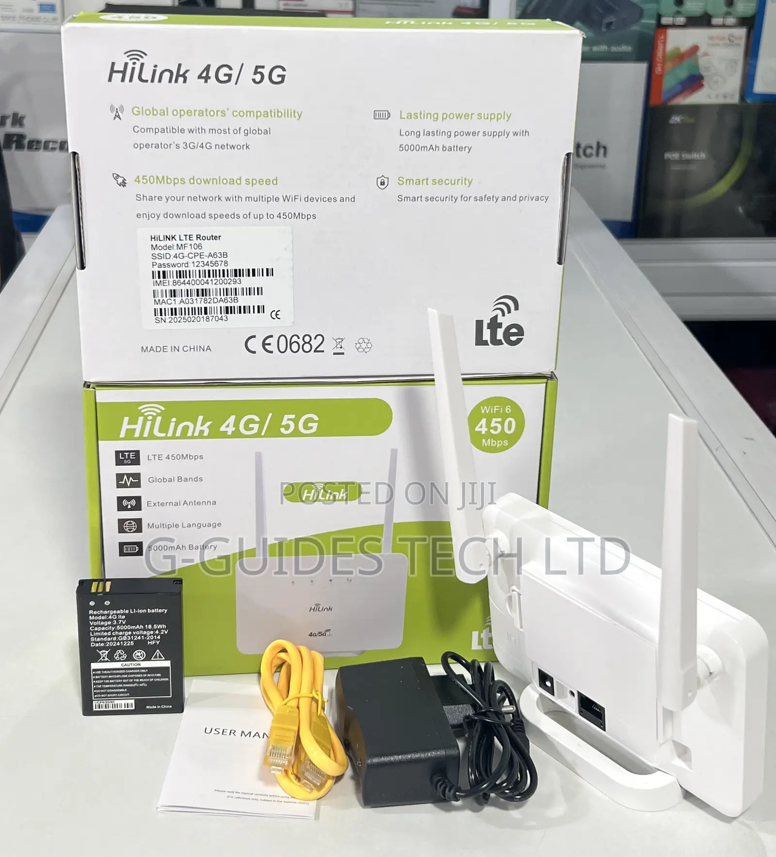 Hilink 4g/5g Router Wifi 6 450mbps With Battery (Mf106)