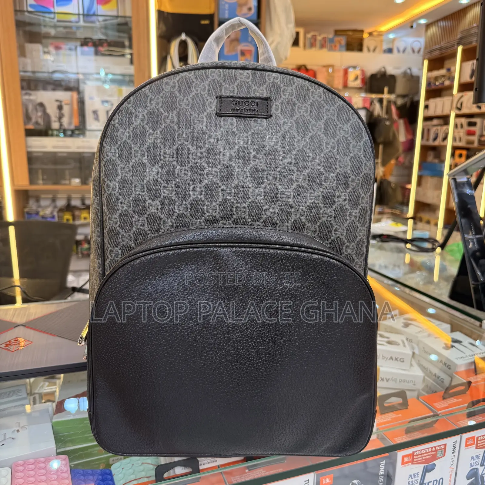 Gucci Gg Black Polyurethane Backpack Black