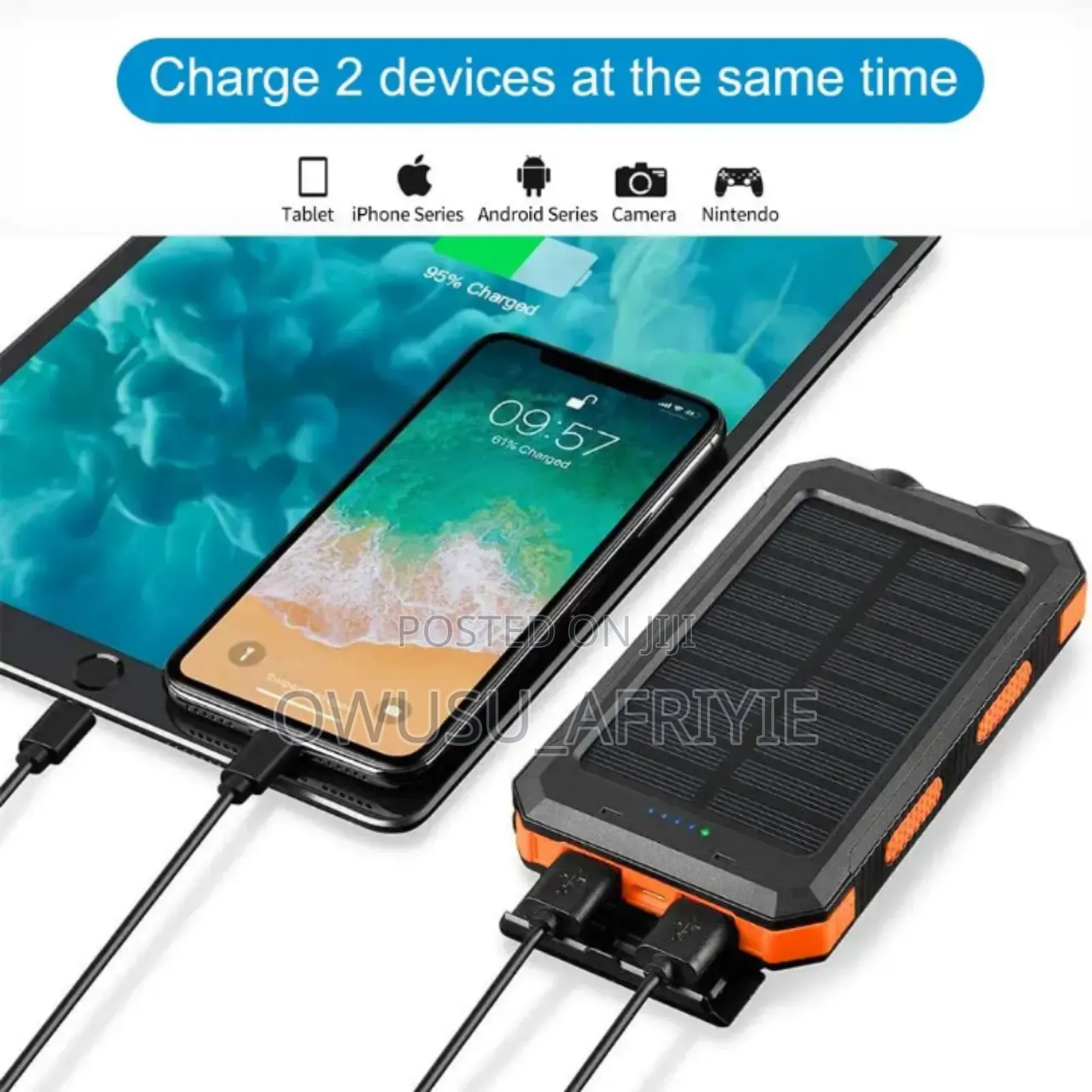 Power Bank (20000mah) With Torch and Solar Charge