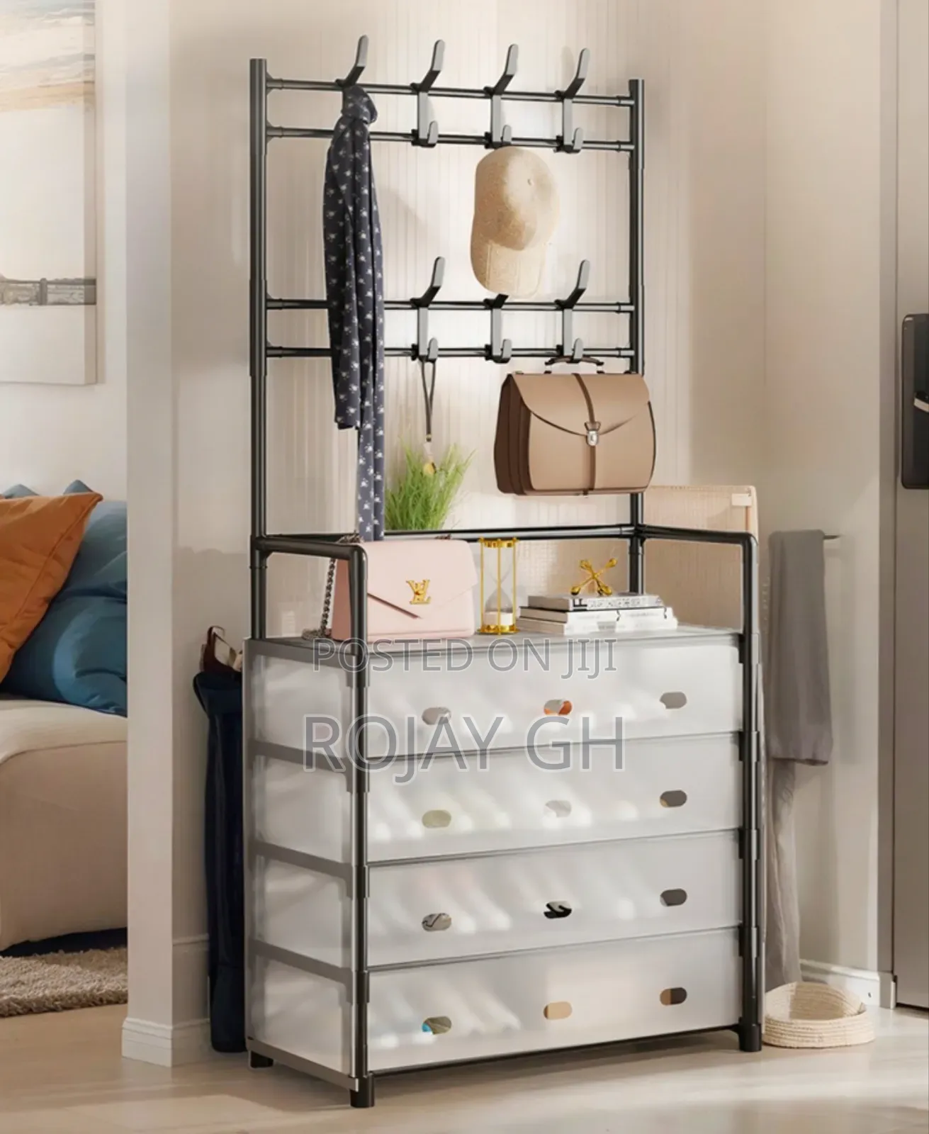 5-Tier Multi-Functional Shoe Rack With Hanger - Black