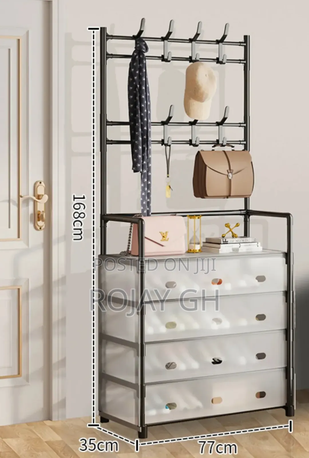 5-Tier Multi-Functional Shoe Rack With Hanger - Black