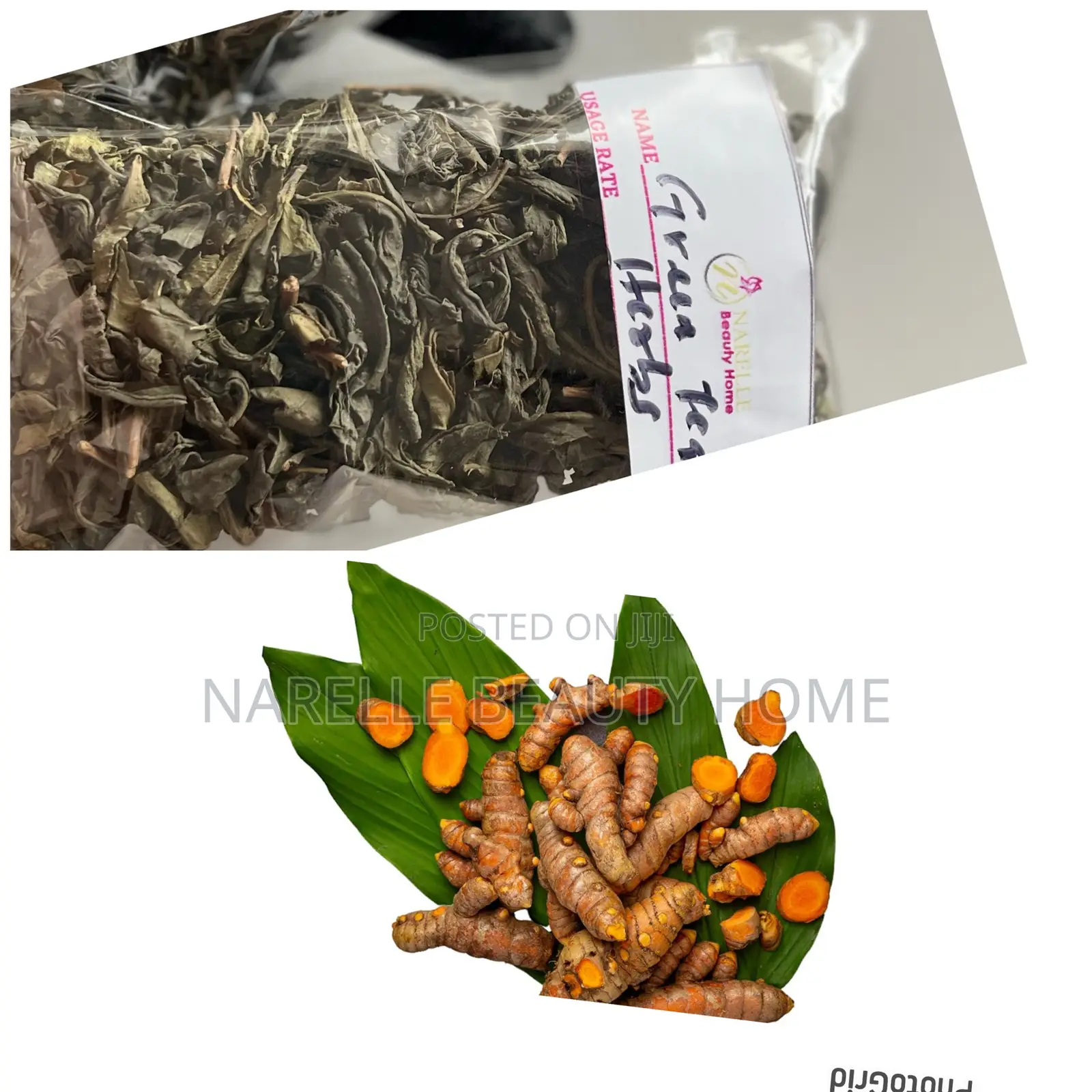 Green Tea Herbs / Fresh Turmeric Roots