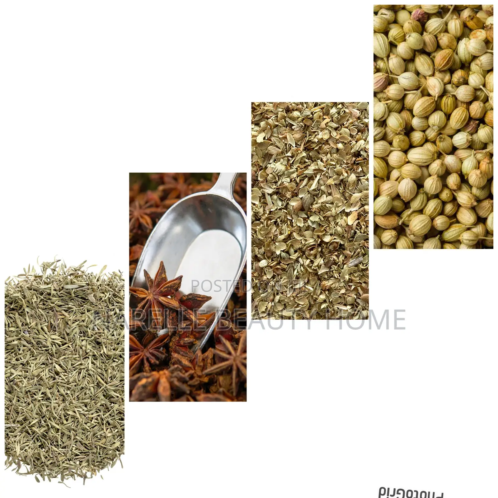 Coriander Seeds, Oregano Herbs, Thyme, Star Anise