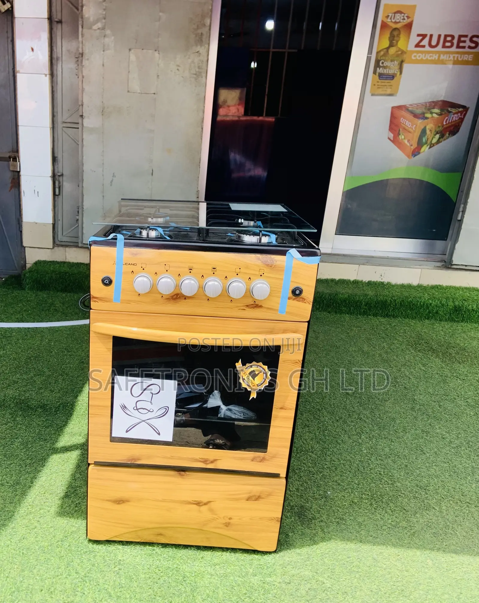 Premium 4 Gas Cooker Oven Volcano Wooden Light 50x50