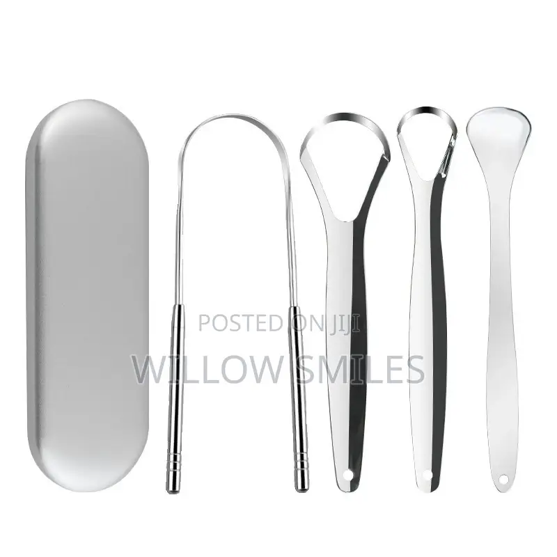 4-in-1 Stainless Steel Tongue Scrapper in a Case