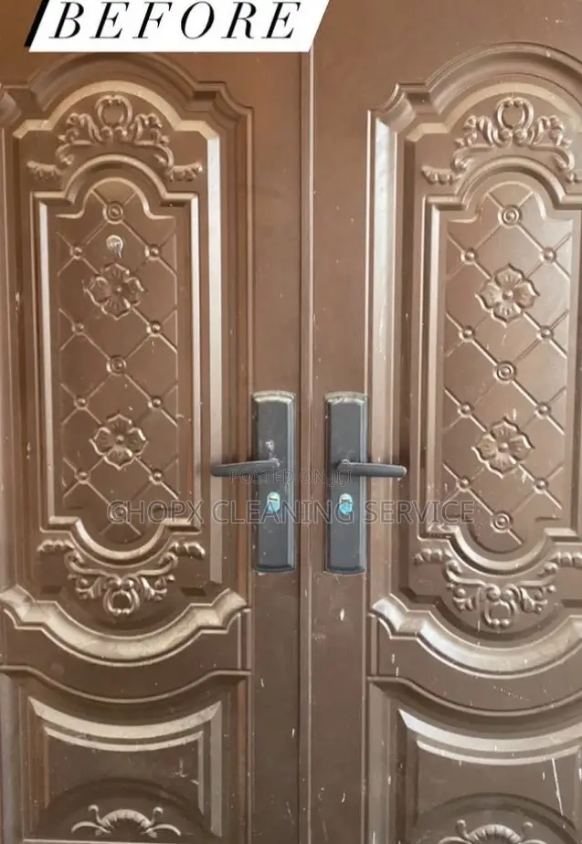 Premium Wooden Door Glass Panel Deep Cleaning Service