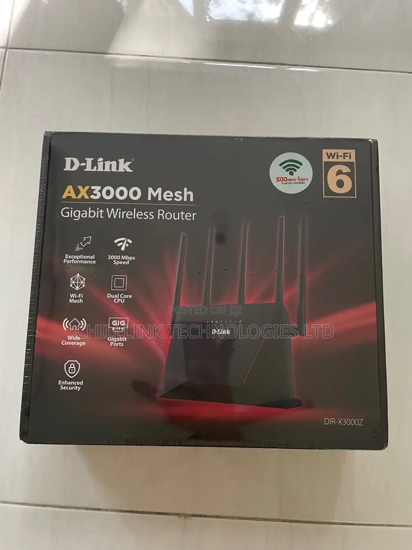 D-Link Ax3000 Mesh Gigabit Wi-Fi 6 Router Dir-X3000z Black