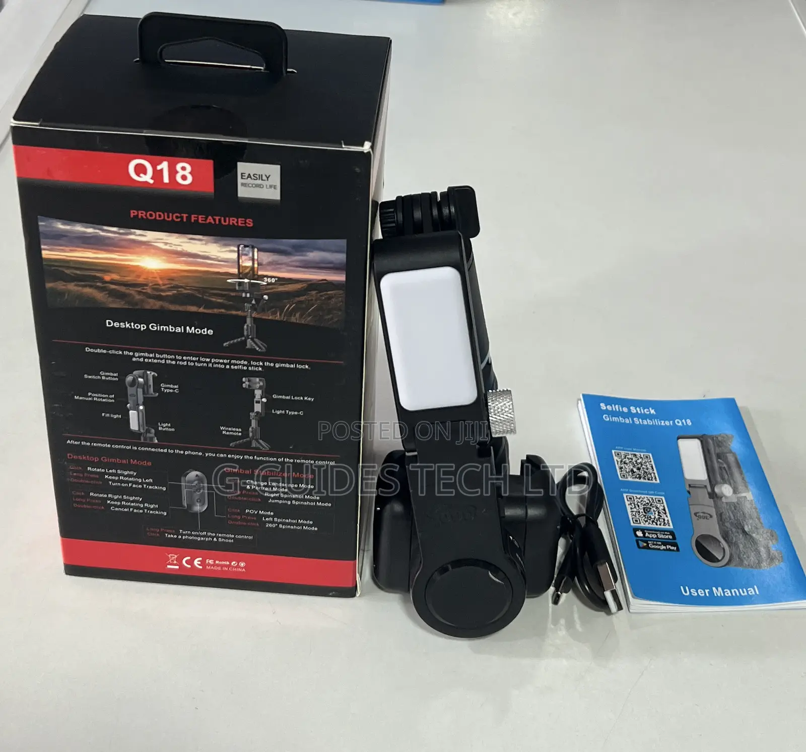 Q18 Gimbal Stabilizer 360 Rotating Desktop Tripod