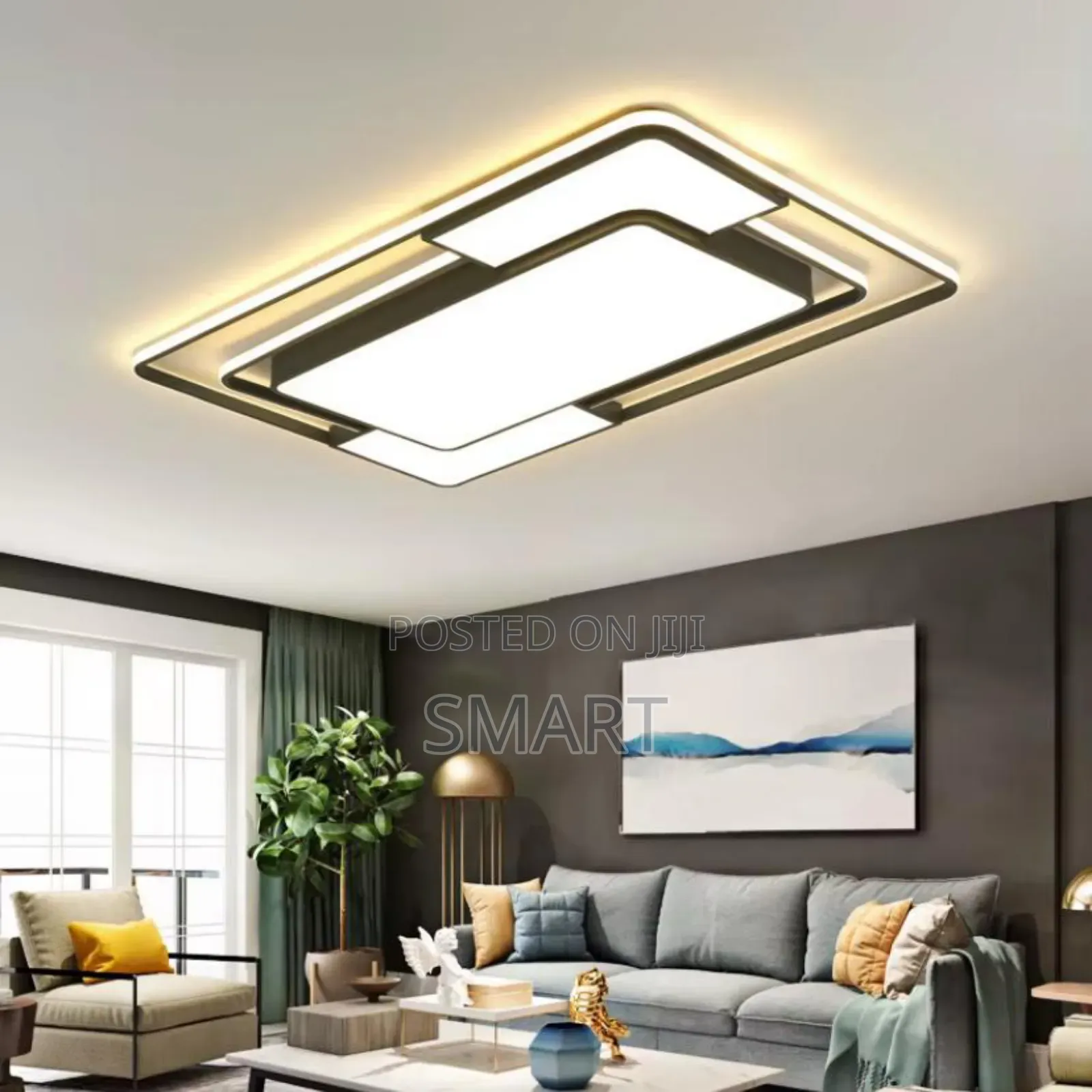 Morden Led Ceiling Light - 64w. Gold Black