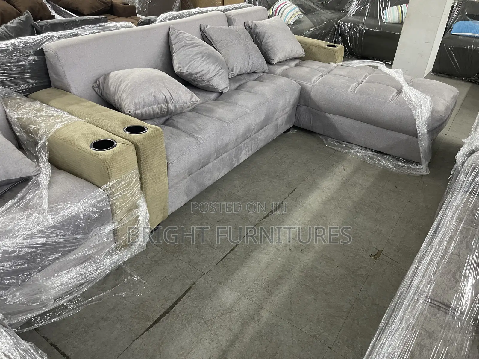 High Quality Fabric L Shape With 2 in 1 Sofa Sets