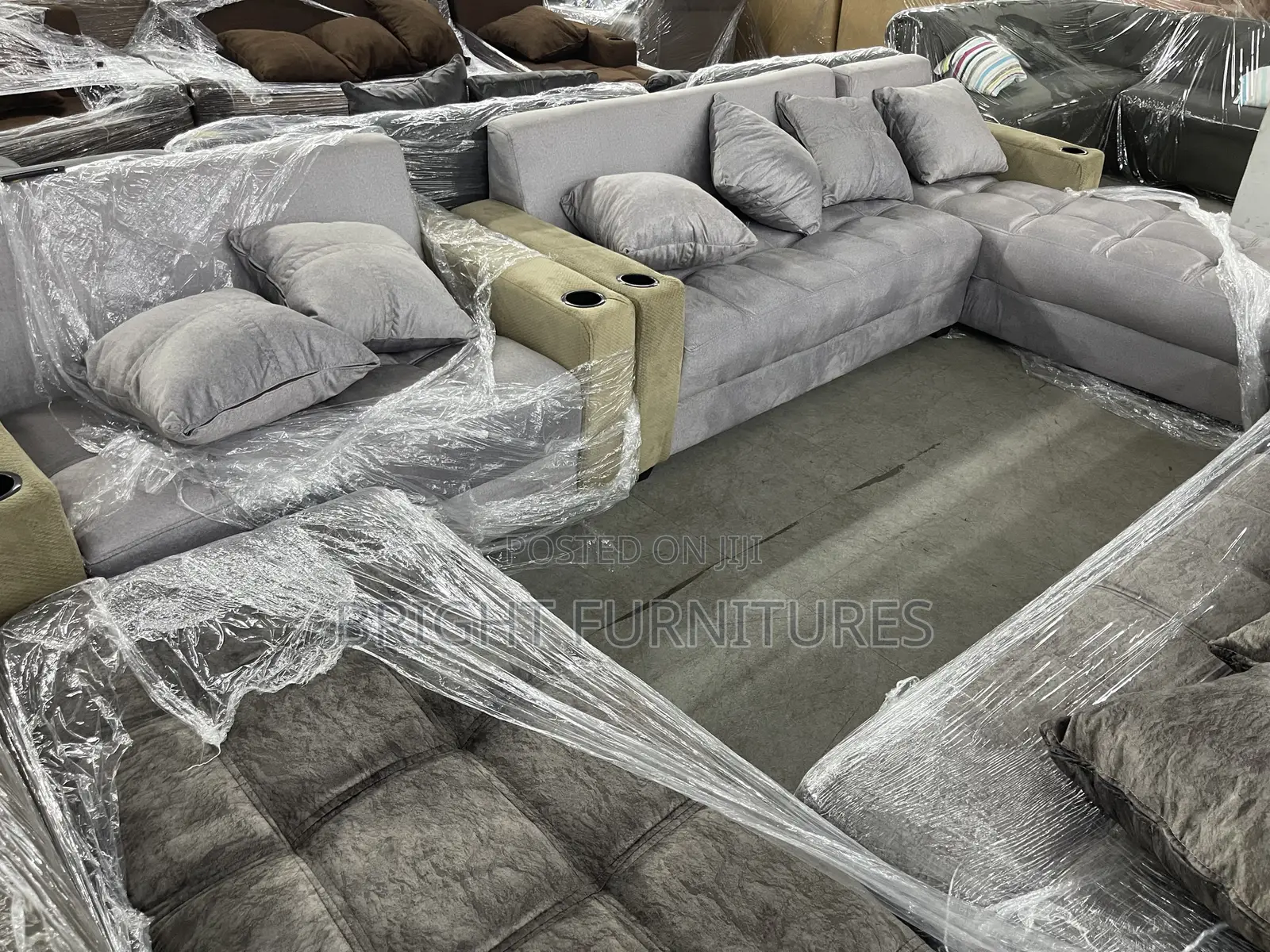 High Quality Fabric L Shape With 2 in 1 Sofa Sets