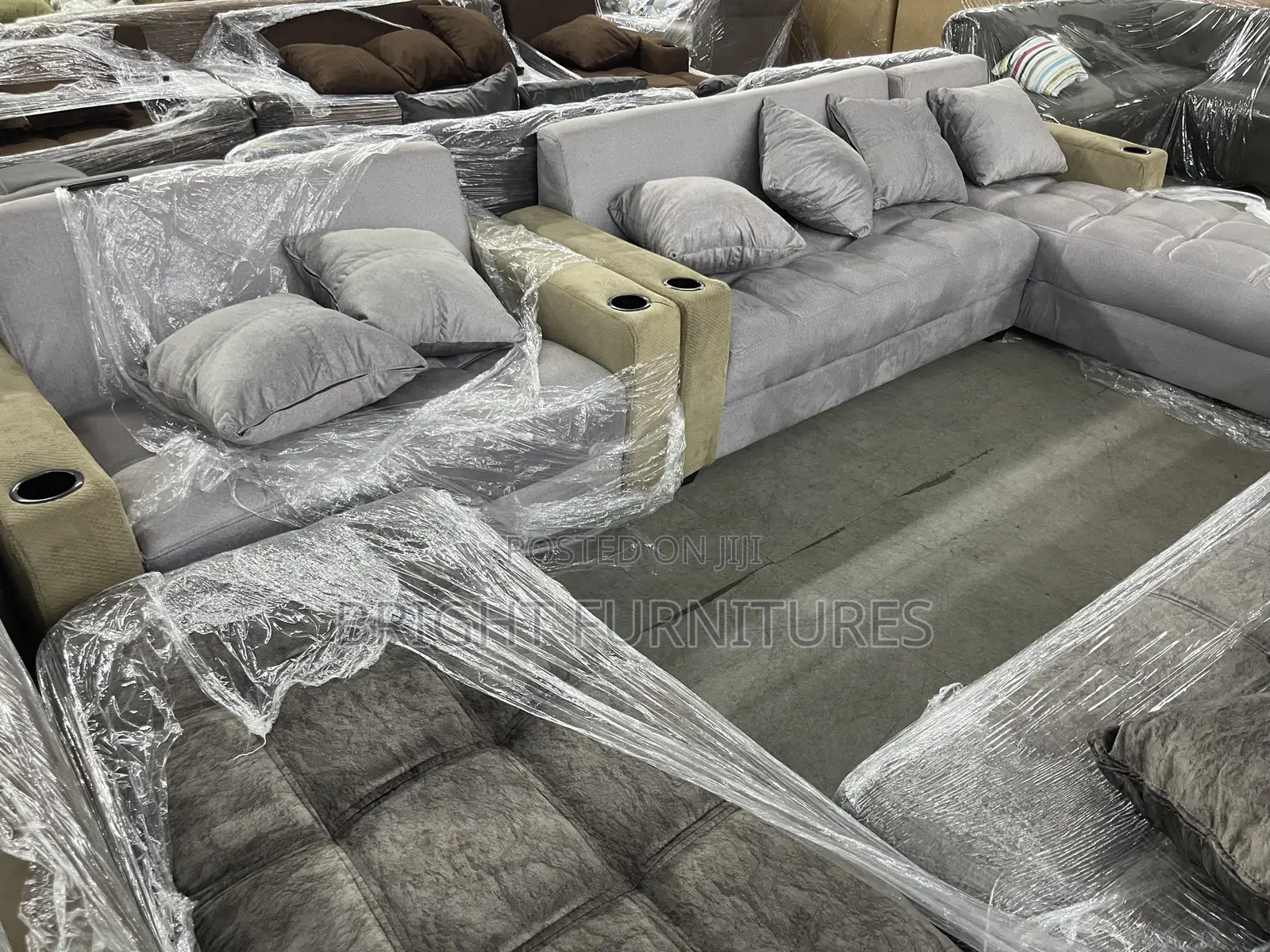High Quality Fabric L Shape With 2 in 1 Sofa Sets